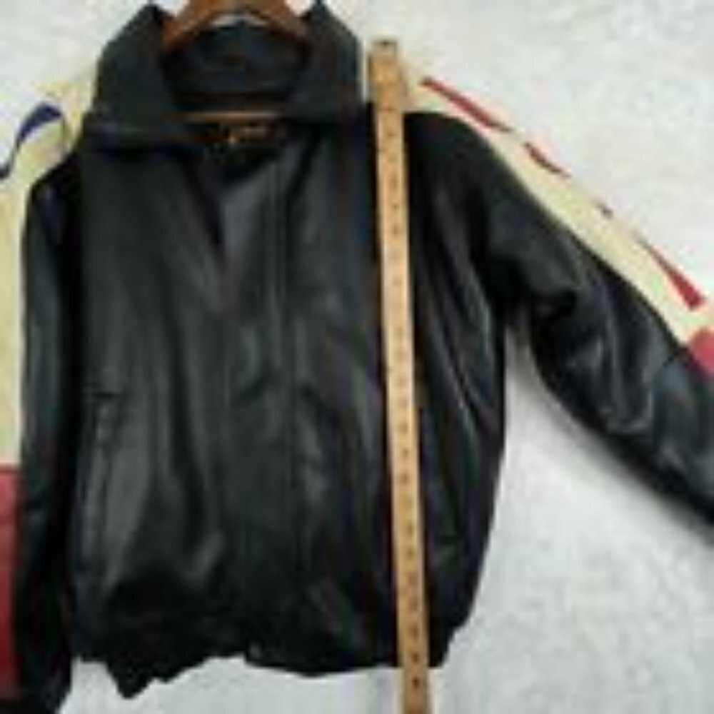 Vtg USA Jacket Mens Small Black Flag Big Letter Spellout *Read - Picture 10 of 16